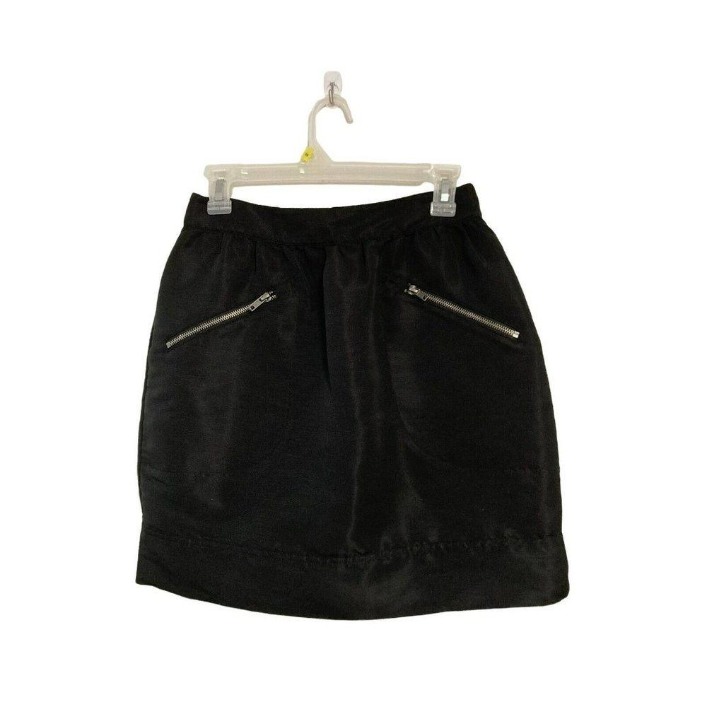 Walter Skirt Womens Size 6 Black Casual Skirt Exposed Zipper Pockets
